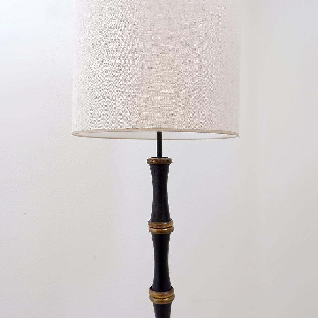 Tripod Floor Lamp In Wrought Iron And Brass With A Bamboo Style Stem photo buy