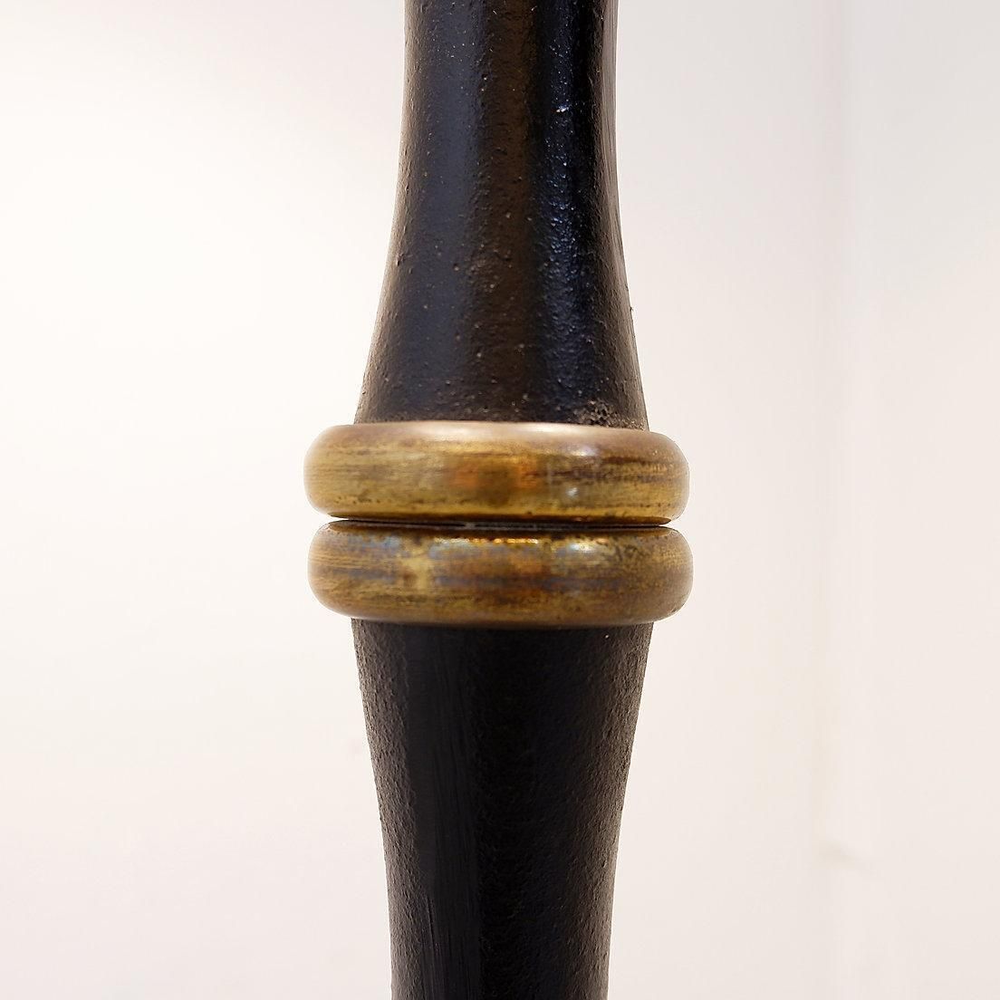 Tripod Floor Lamp In Wrought Iron And Brass With A Bamboo Style Stem photo vintage