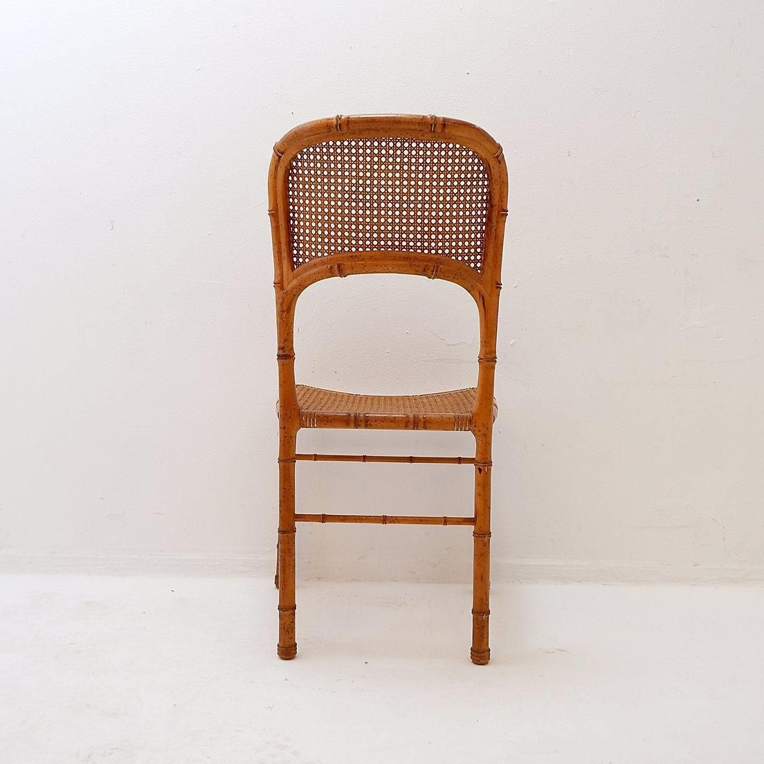 Vintage Organic Style Side Chair In Faux Bamboo And Caning   1960s photo vinterior