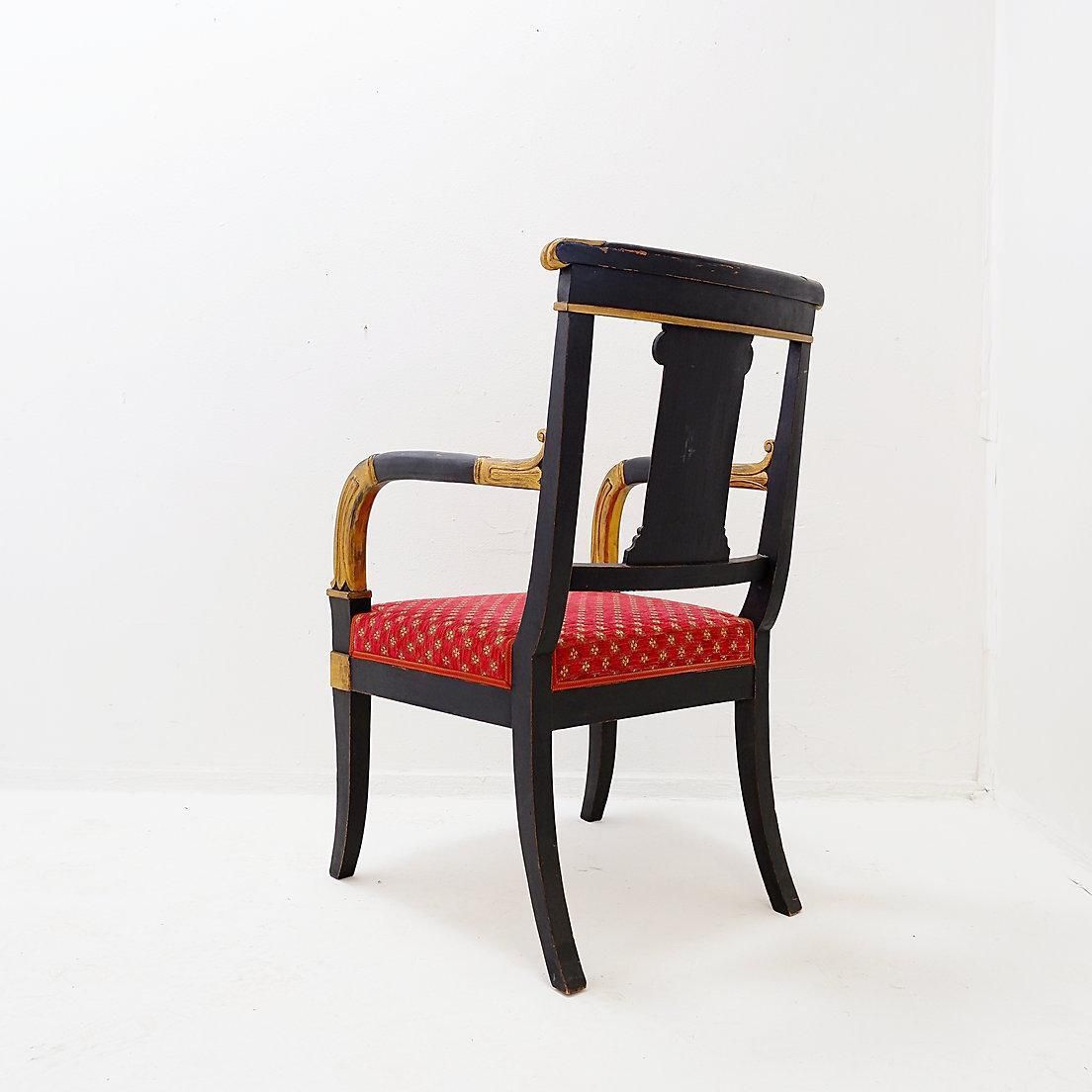 Empire Style Black And Gold Armchair   19th Century photo furniture
