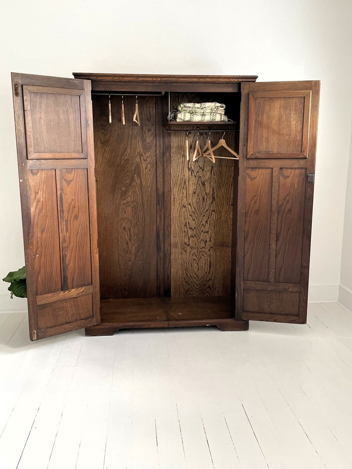 Antique Carved Oak Double Wardrobe | Early 20th Century (C.1920–1930) photo for sale