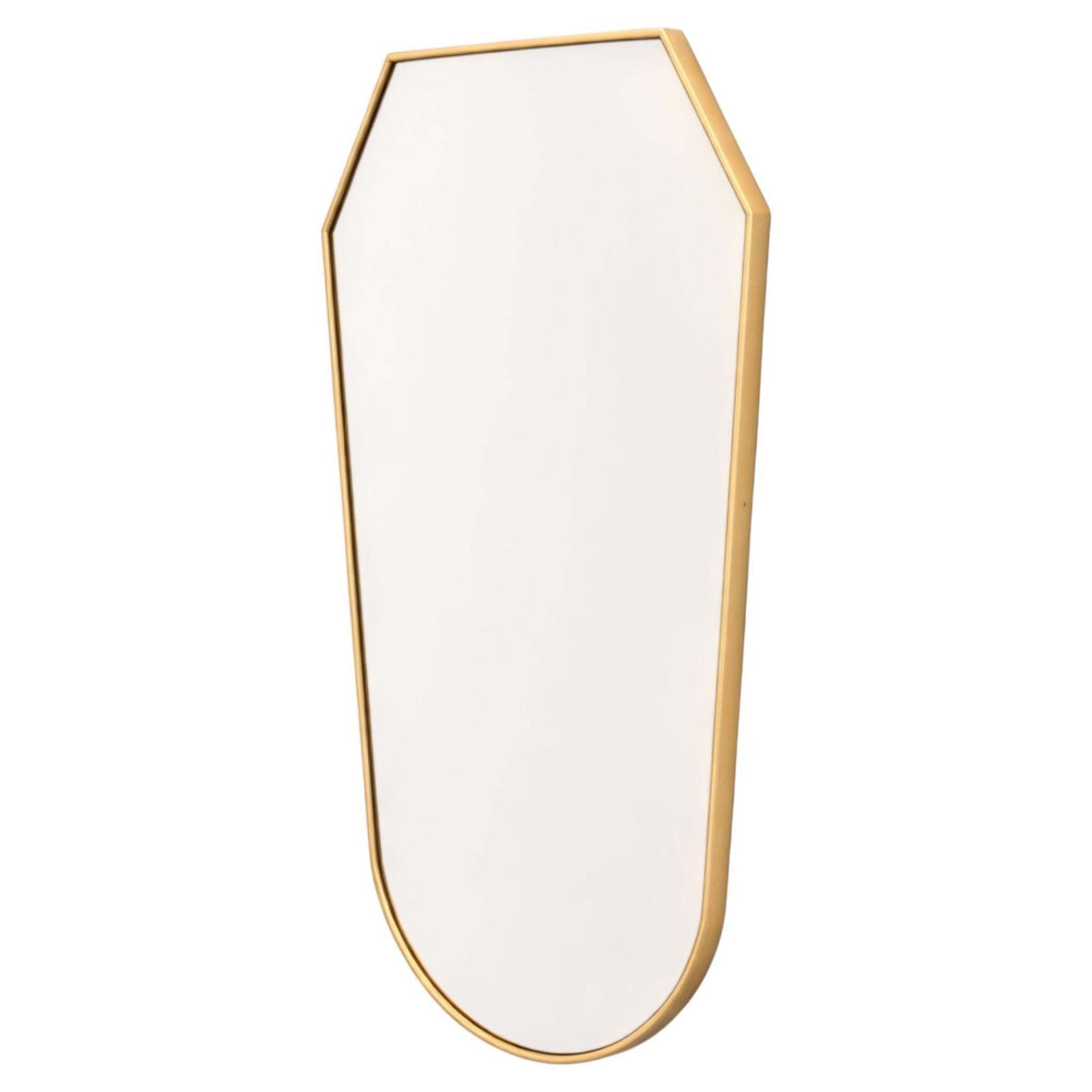 Mid Century Modern Italian Brass Shield Mirror Gio Ponti Style, Italy 1950s