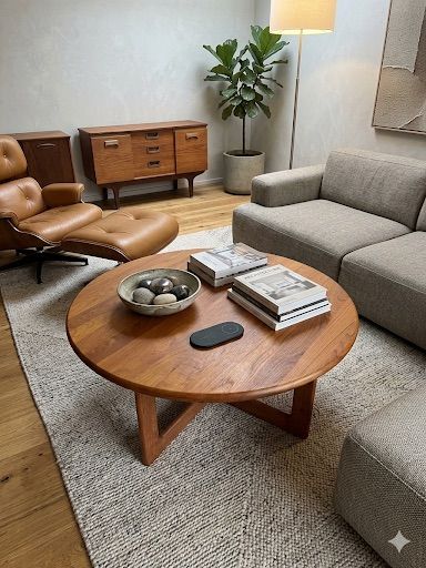 Large Vintage, Mid Century, Teak, Round Coffee Table, Danish, 1960s/70s
