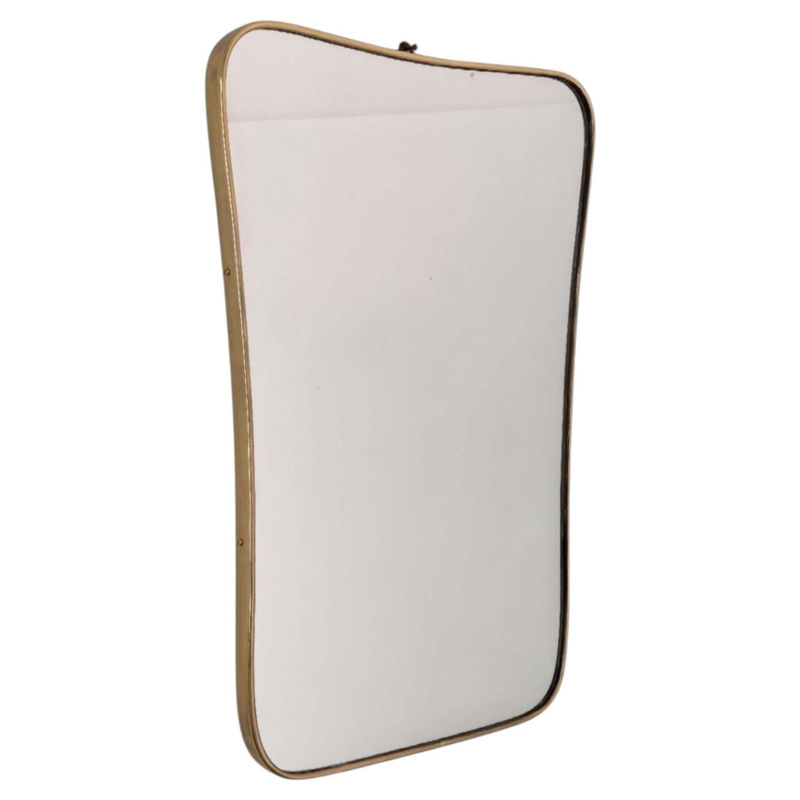 Iconic Italian Mid Century Modern Brass Shield Mirror By Gio Ponti, 1950s