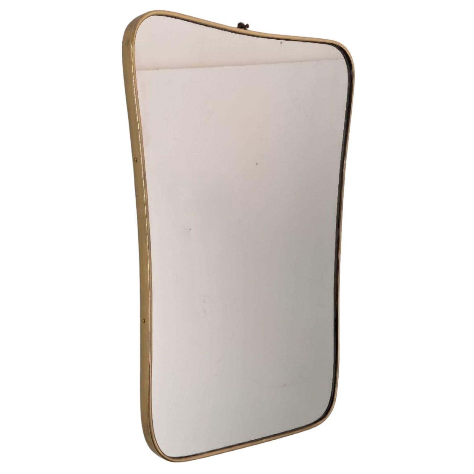 Iconic Italian Mid Century Modern Brass Shield Mirror By Gio Ponti, 1950s photo furniture