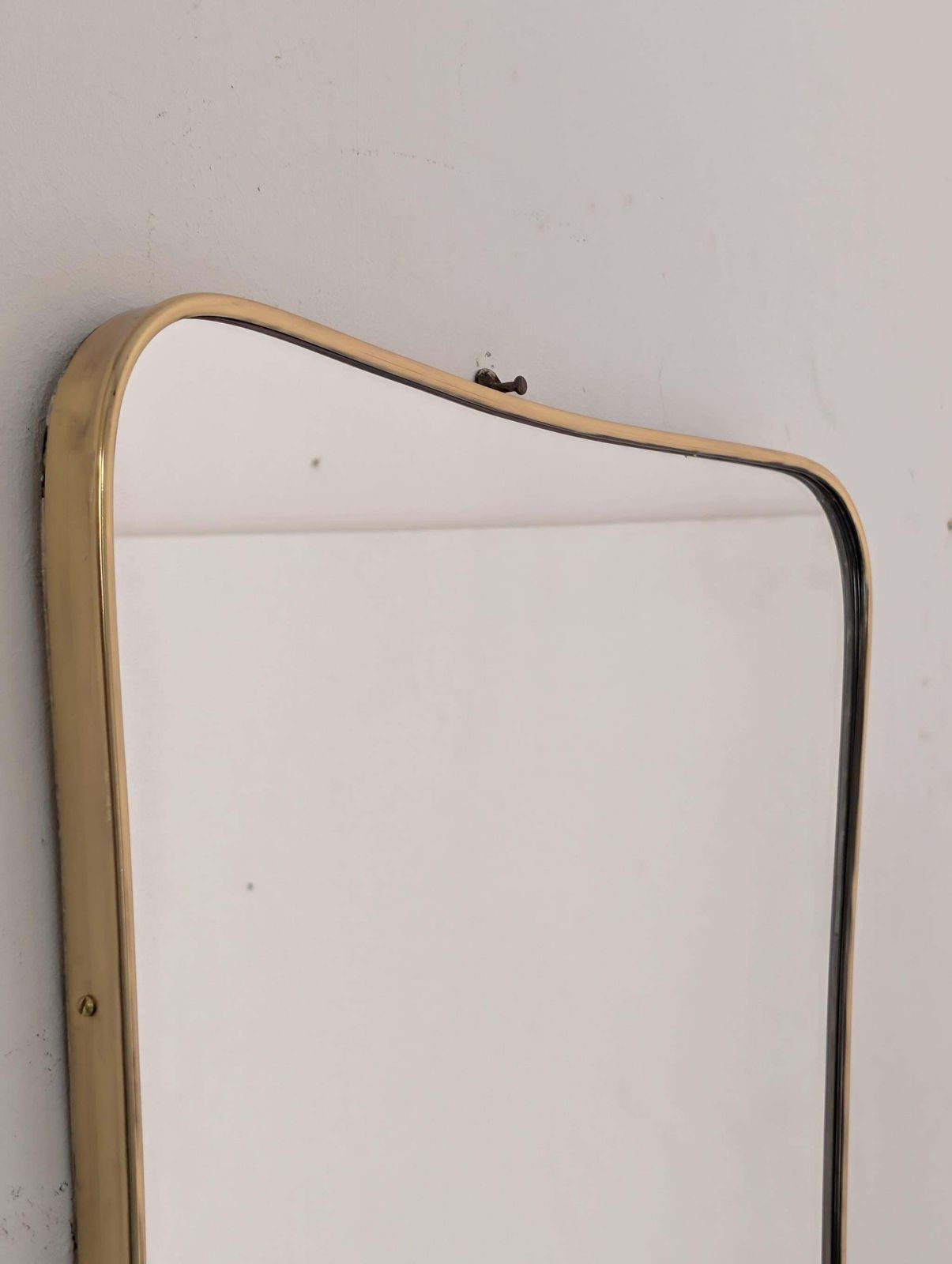 Iconic Italian Mid Century Modern Brass Shield Mirror By Gio Ponti, 1950s photo Home Decor