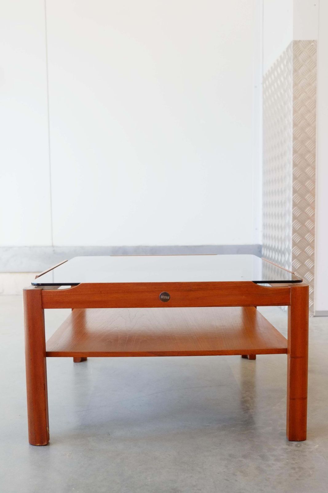 Pair Of Mid Century Teak & Smoked Glass Side Coffee Tables / Nightstands photo Furniture