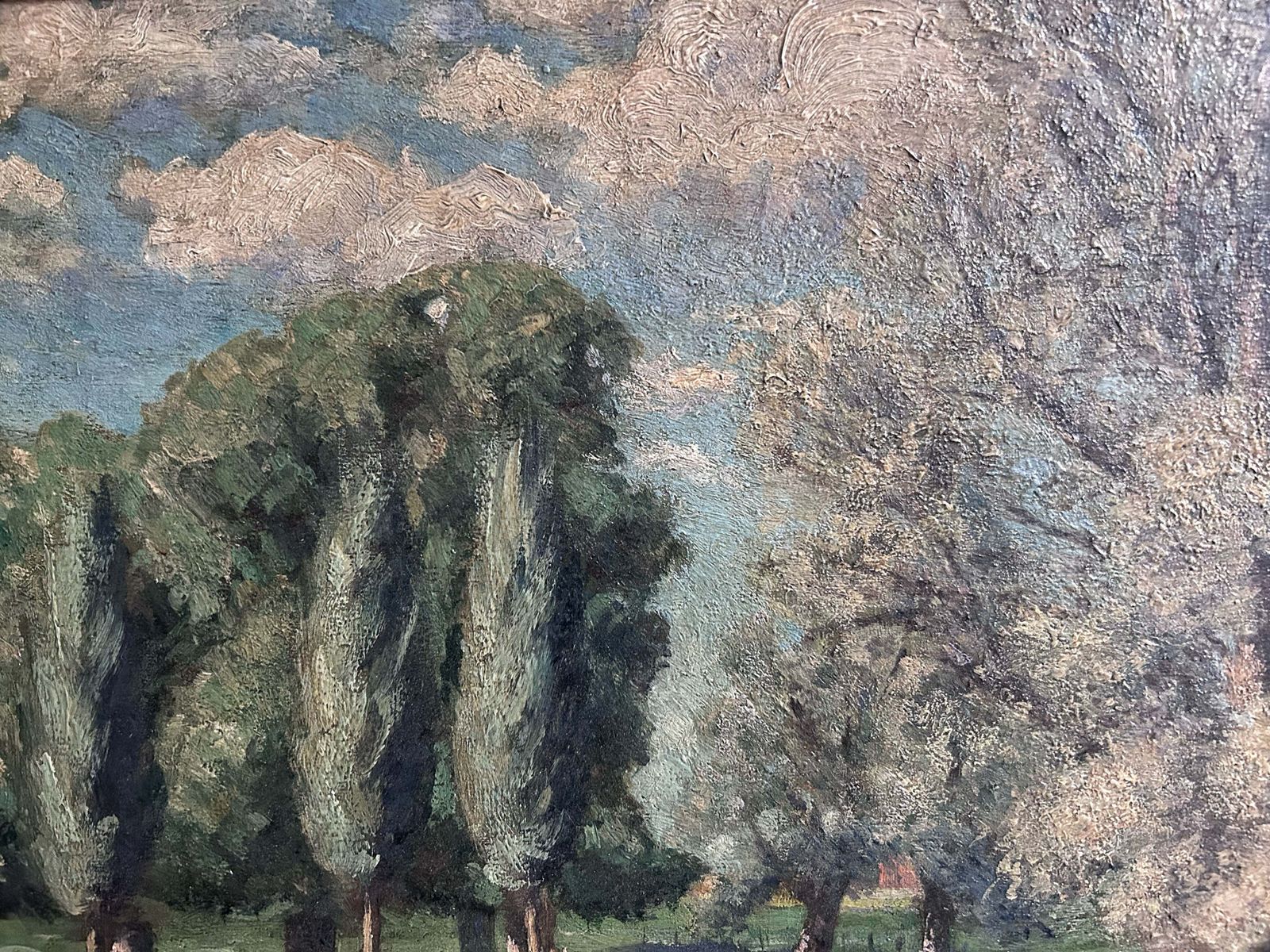 Early 20th Century Antique Oil Painting Landscape Farm Scene On Board In Original Gilt Frame photo buy
