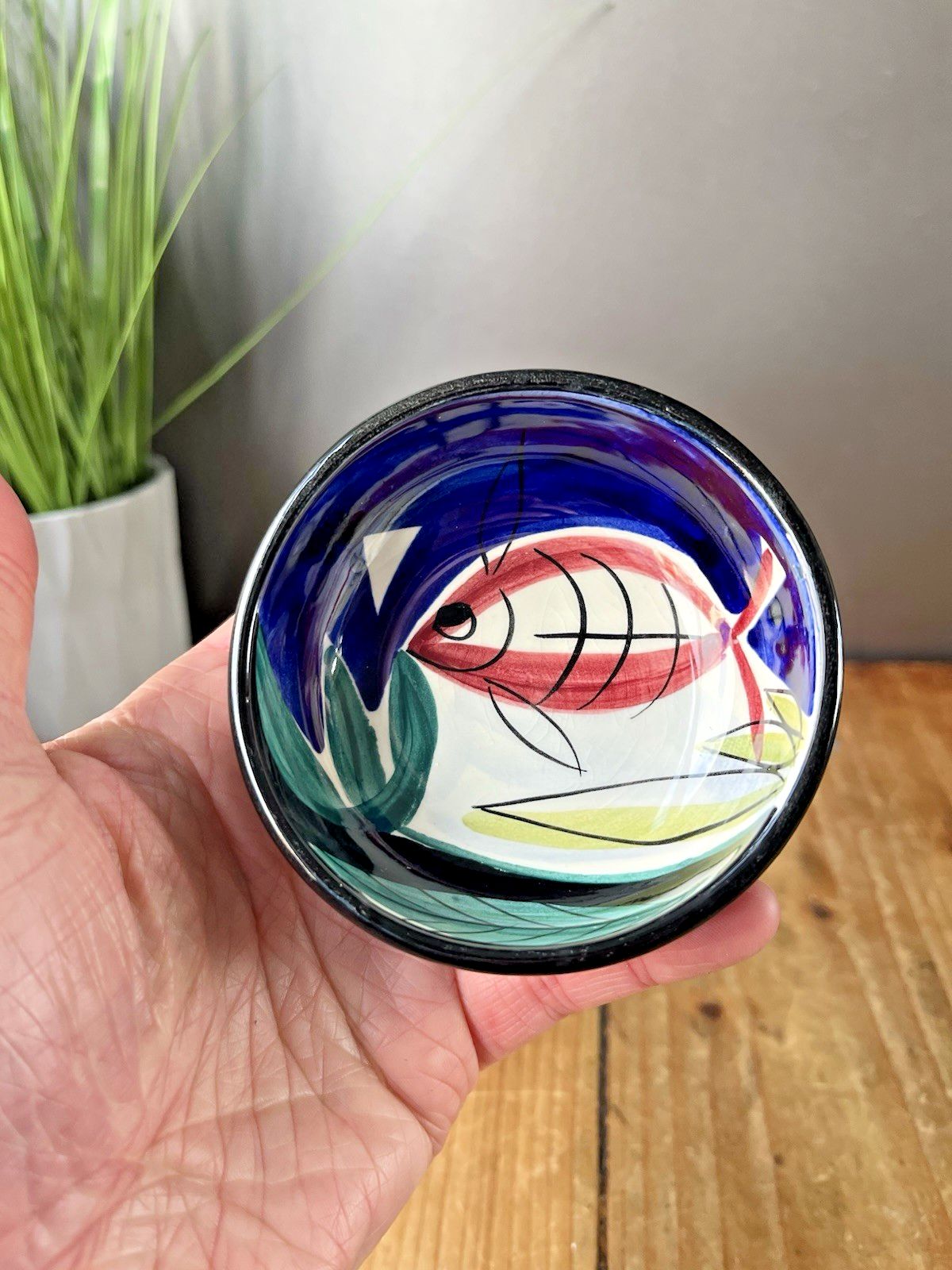 1950's Mid Century Inger Waage Stavangerflint Norwegian Scandi Fish Bowl Dish photo vinterior