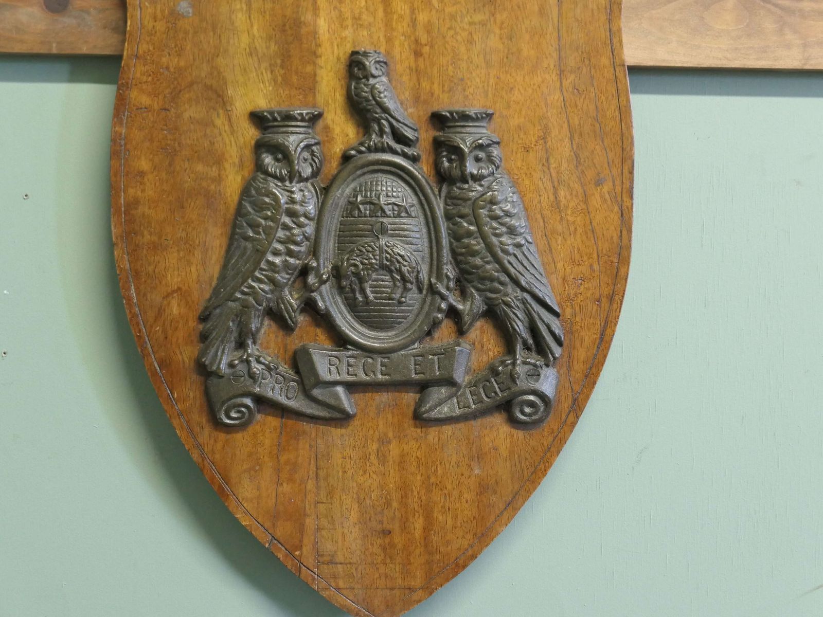 Wall Plaque Mounted With Bronze Coat Of Arms Of The City Of Leeds photo Art
