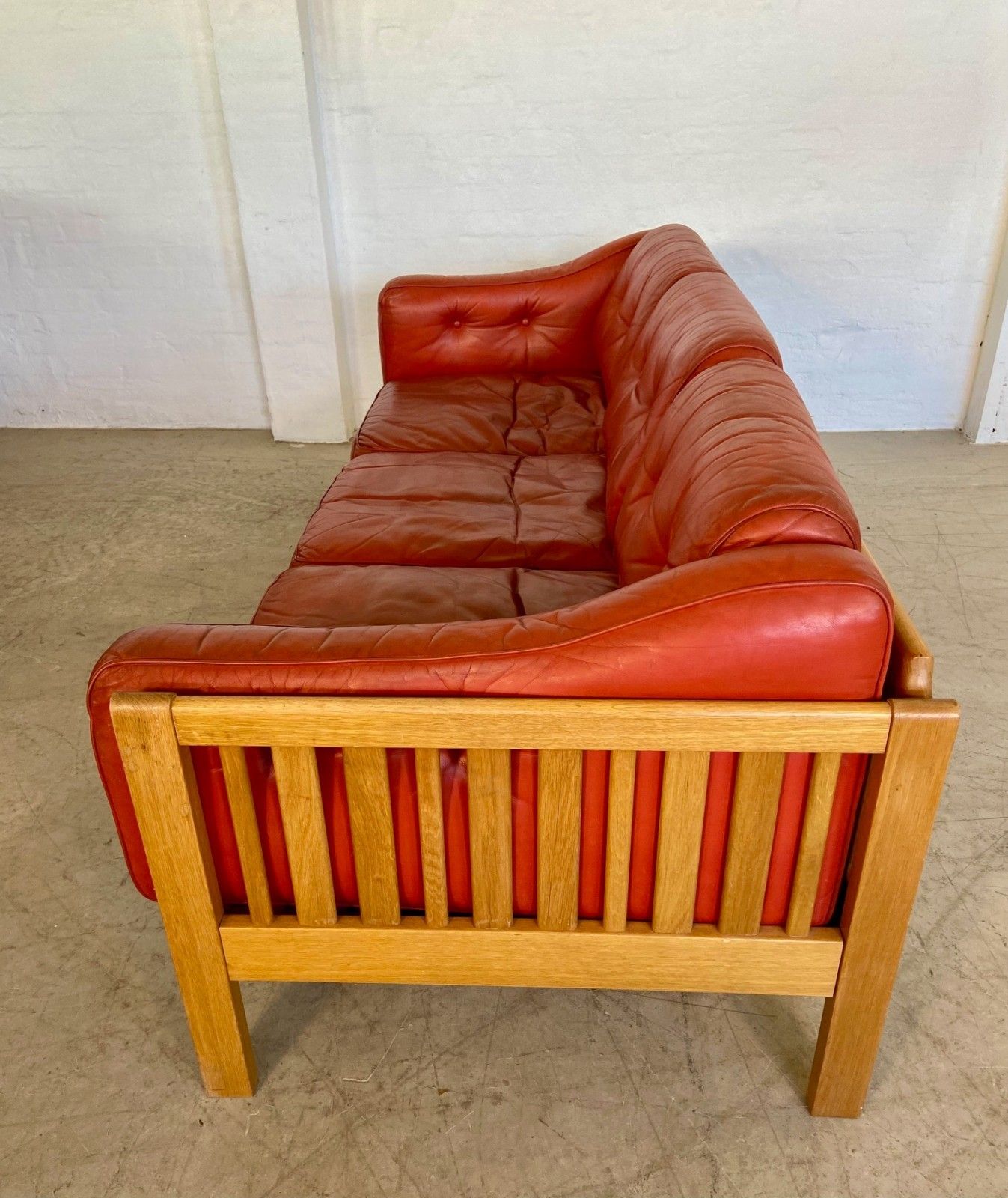 2000.0 Vintage Swedish Mid Century  3 Person  Cognac Leather Sofa 1960,S photo