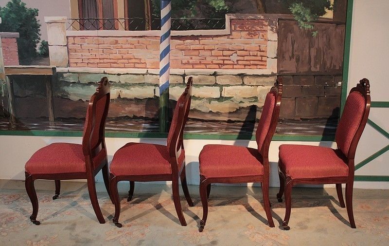 Suite Of 4 Nap Chairs. III Cuban Mahogany Jeanselme 19th photo for sale