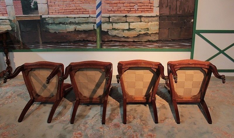 Suite Of 4 Nap Chairs. III Cuban Mahogany Jeanselme 19th photo 5374.54