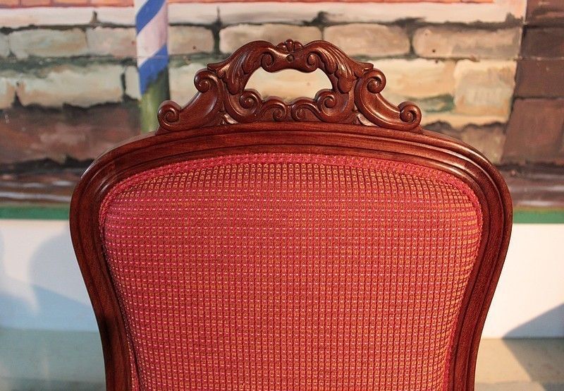 Suite Of 4 Nap Chairs. III Cuban Mahogany Jeanselme 19th photo vintage