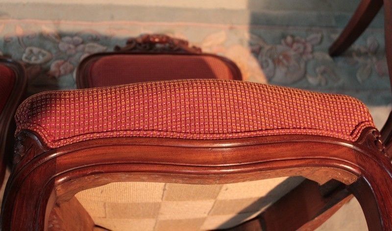 photo vinterior Suite Of 4 Nap Chairs. III Cuban Mahogany Jeanselme 19th