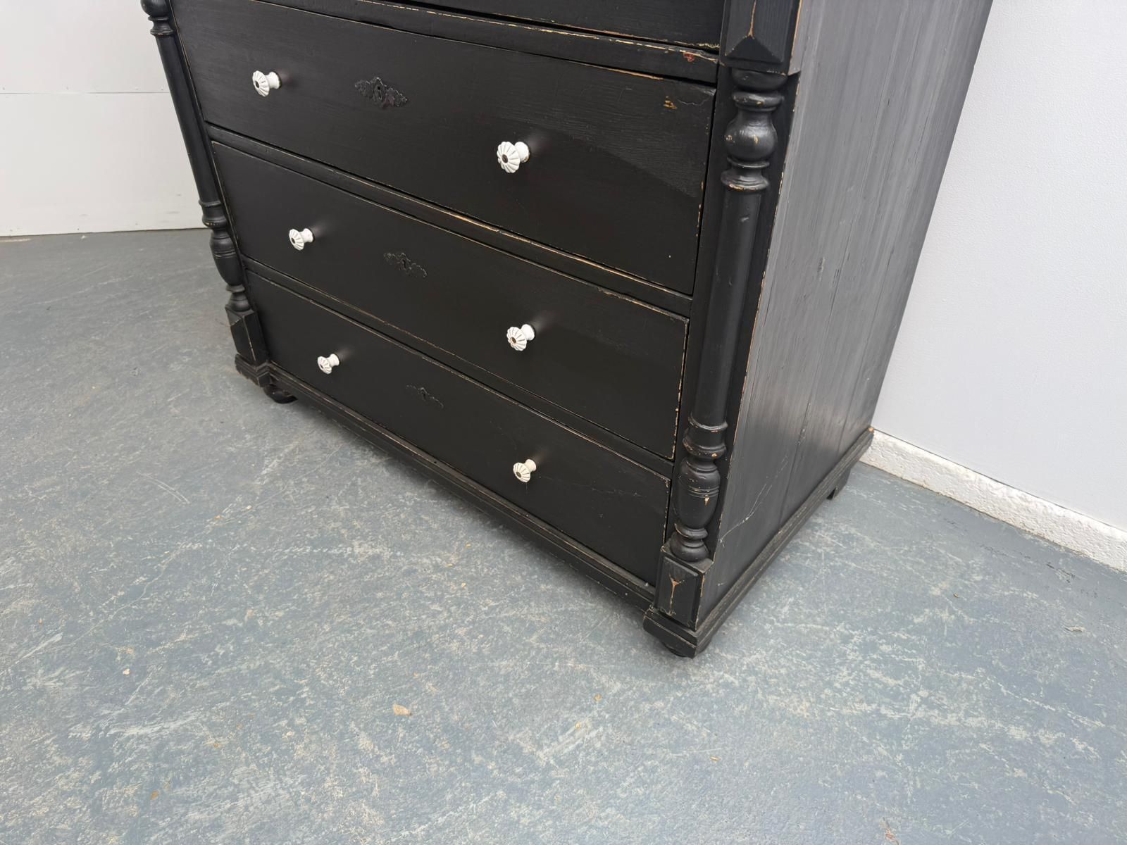 A Mint Clean Painted Black Original Hungarian 4 Drawer Victorian Chest Of Drawers photo furniture