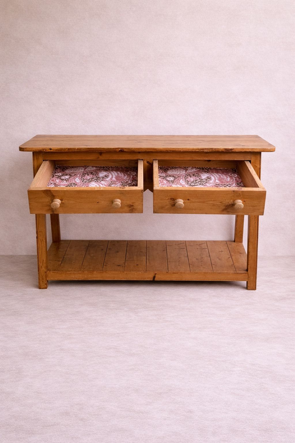 Rustic Country House Pine Console / Serving Table With Drawers photo 745.0