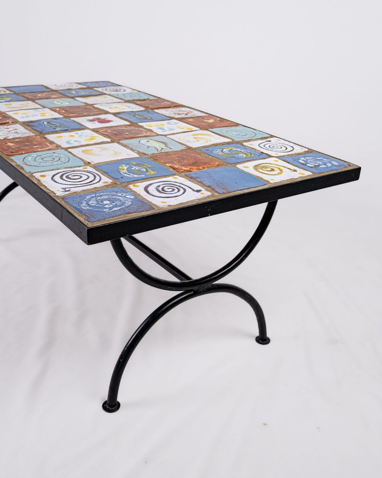 Coffee Table In Wrought Iron And Glazed Ceramic Tiles, France, 2013 photo furniture