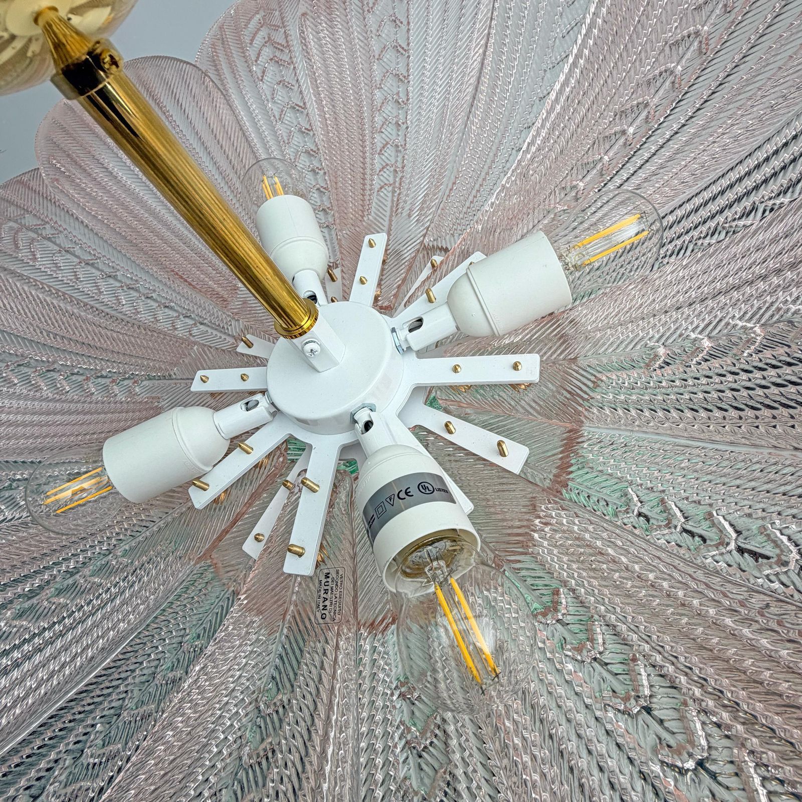 Mid Century Modern “Margherita Rosa” Murano Glass Ceiling Light photo vintage