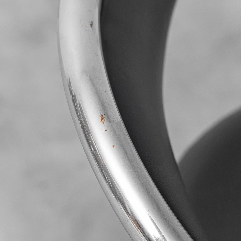 photo for sale Set Of 6 Vintage 70s Wick Style Metal Eco Leather Chairs