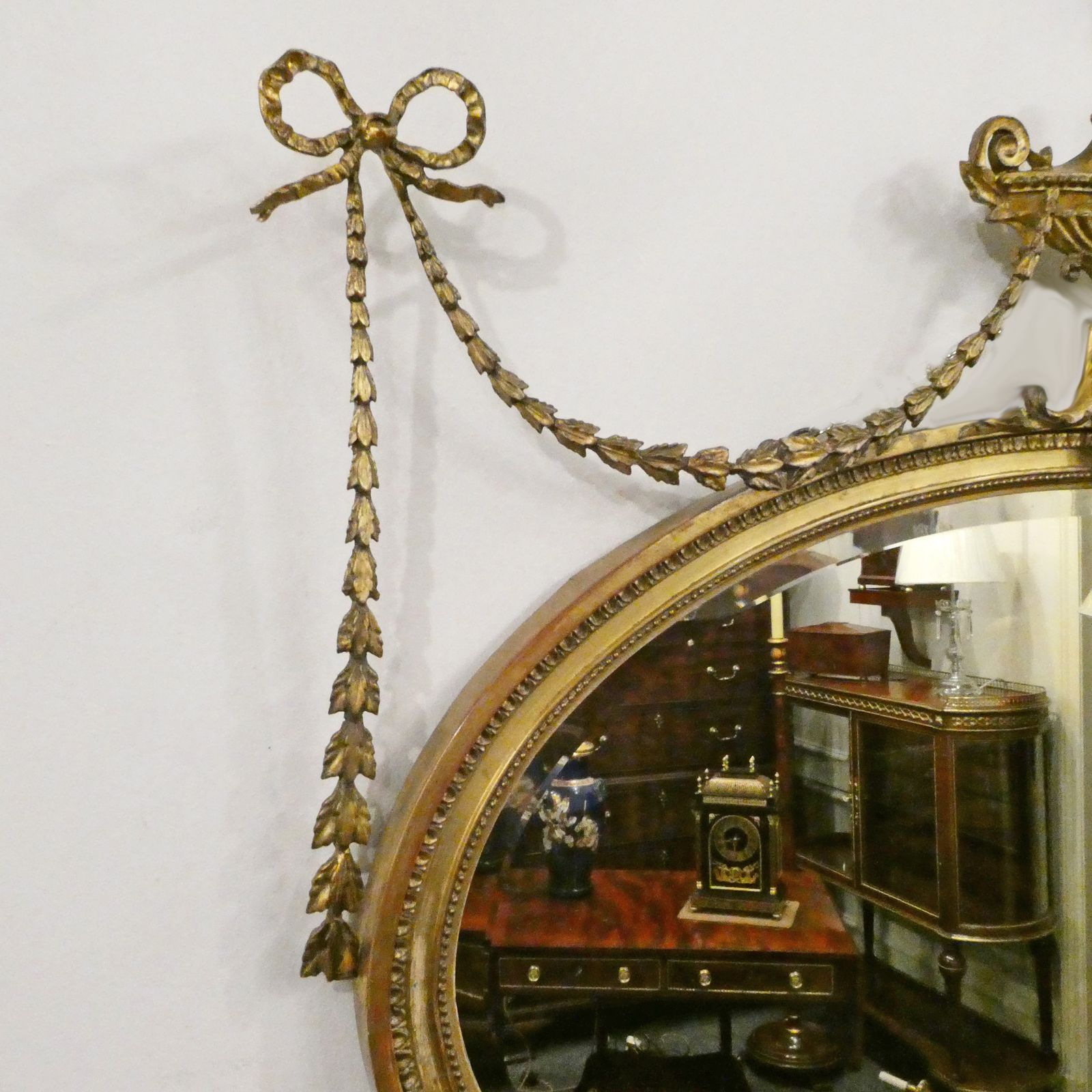 Edwardian Adam Style Giltwood Oval Wall Mirror photo 1200.0