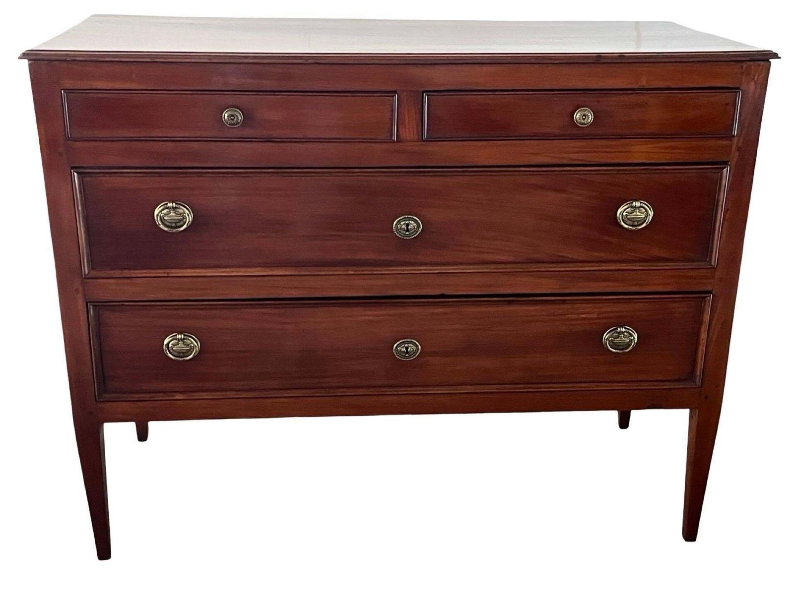 Pair Of Italian Neoclassical, Louis XVI, Walnut And Cherry Commodes photo vintage
