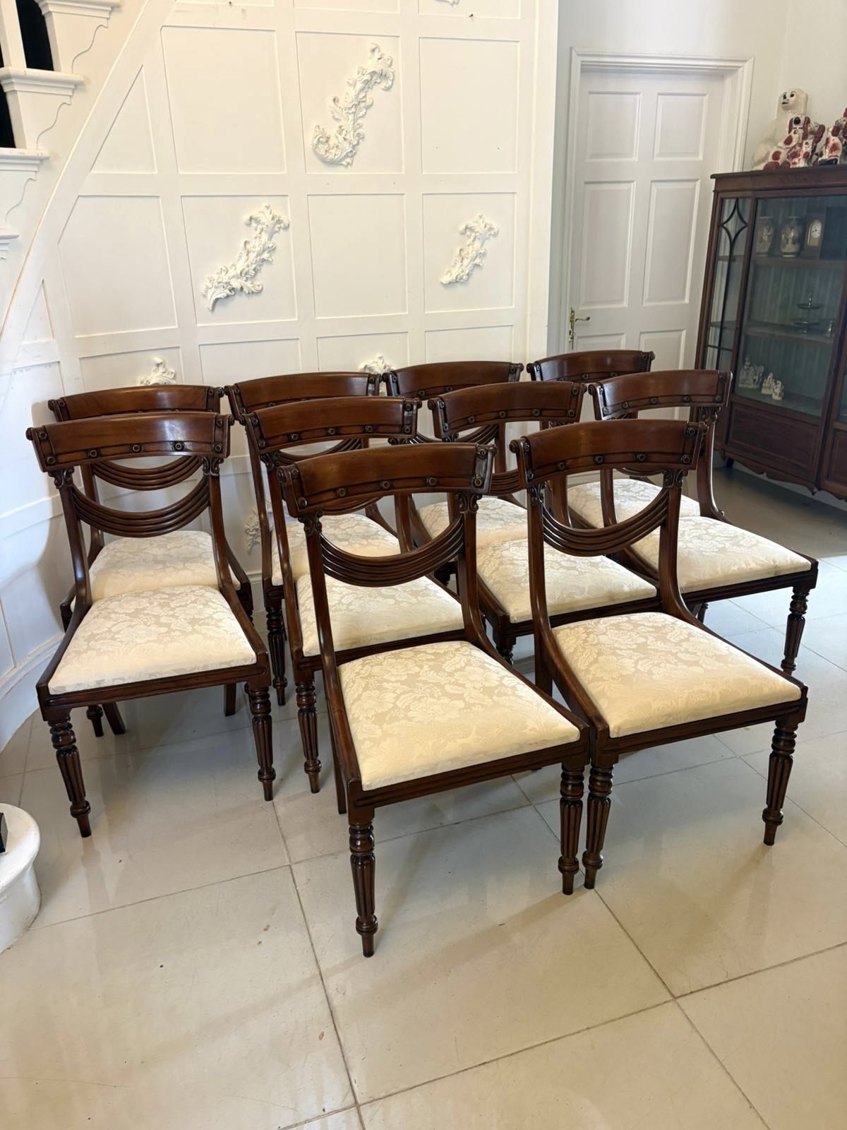 Furniture Antique English Early 20th Century Mahogany Dining Chairs Set Of Ten photo
