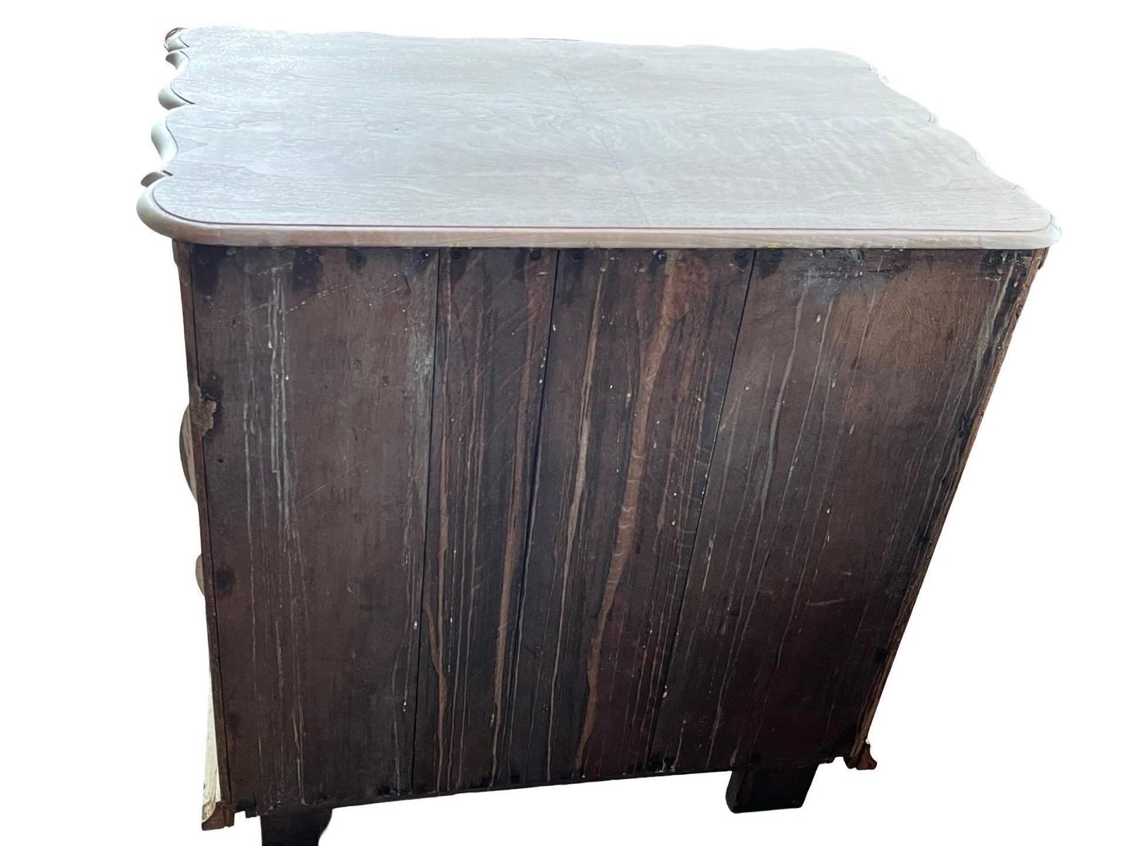 Bleached Dutch Oak Bombay Chest Of Drawers With Walnut Burl Veneer, 1820s photo for sale