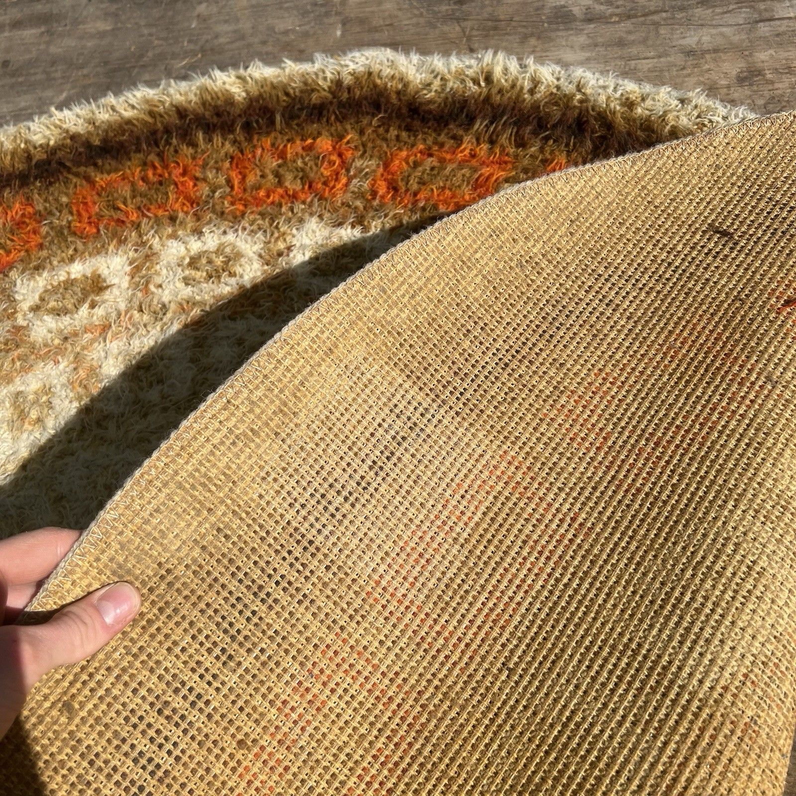Vintage Rya Round Rug Mid Century 60s 70s Scandi Shag Pile photo vintage