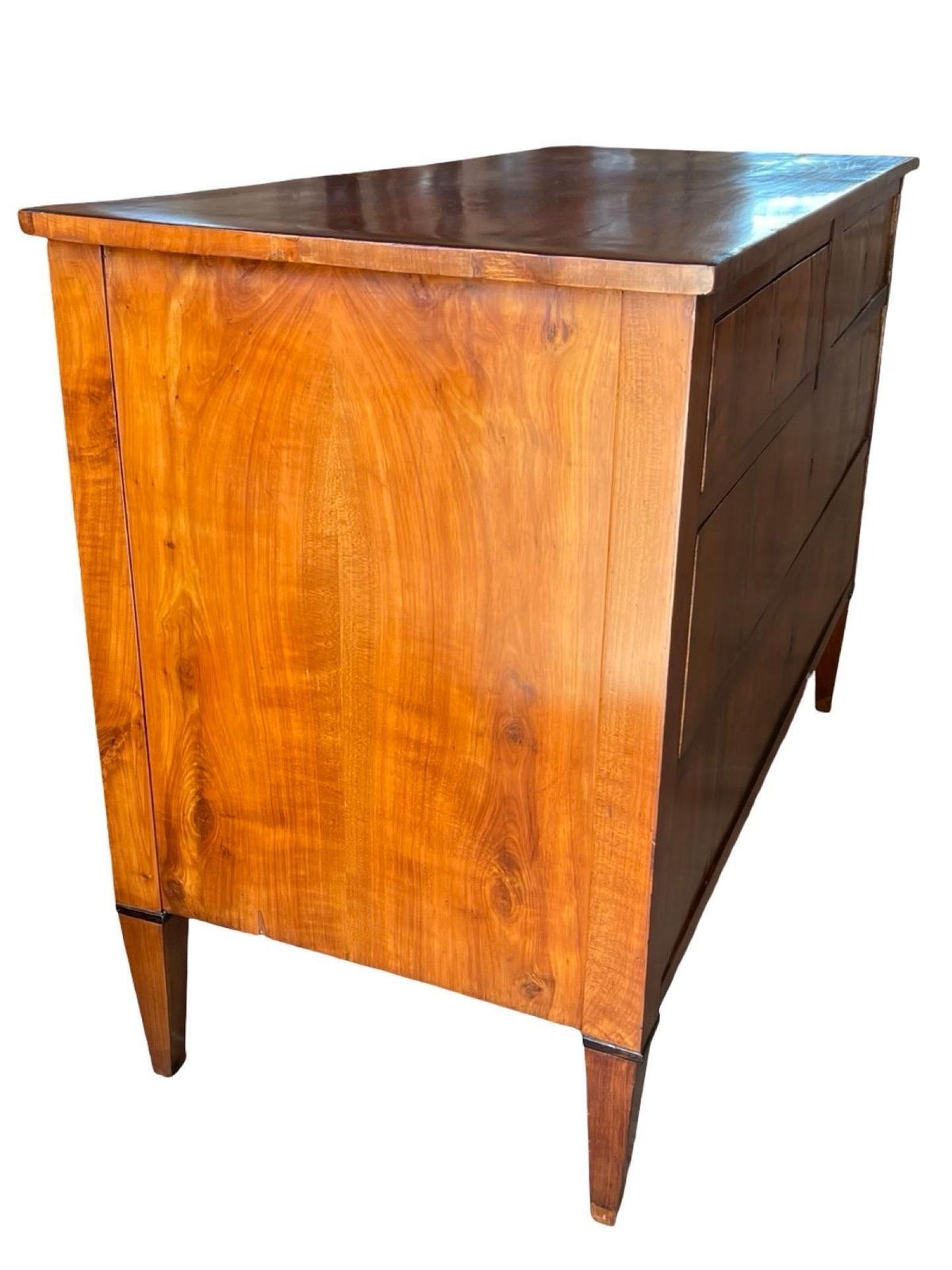 photo furniture Antique Italian Neoclassical Cherry Commode With Veneer And Ebonized Trim
