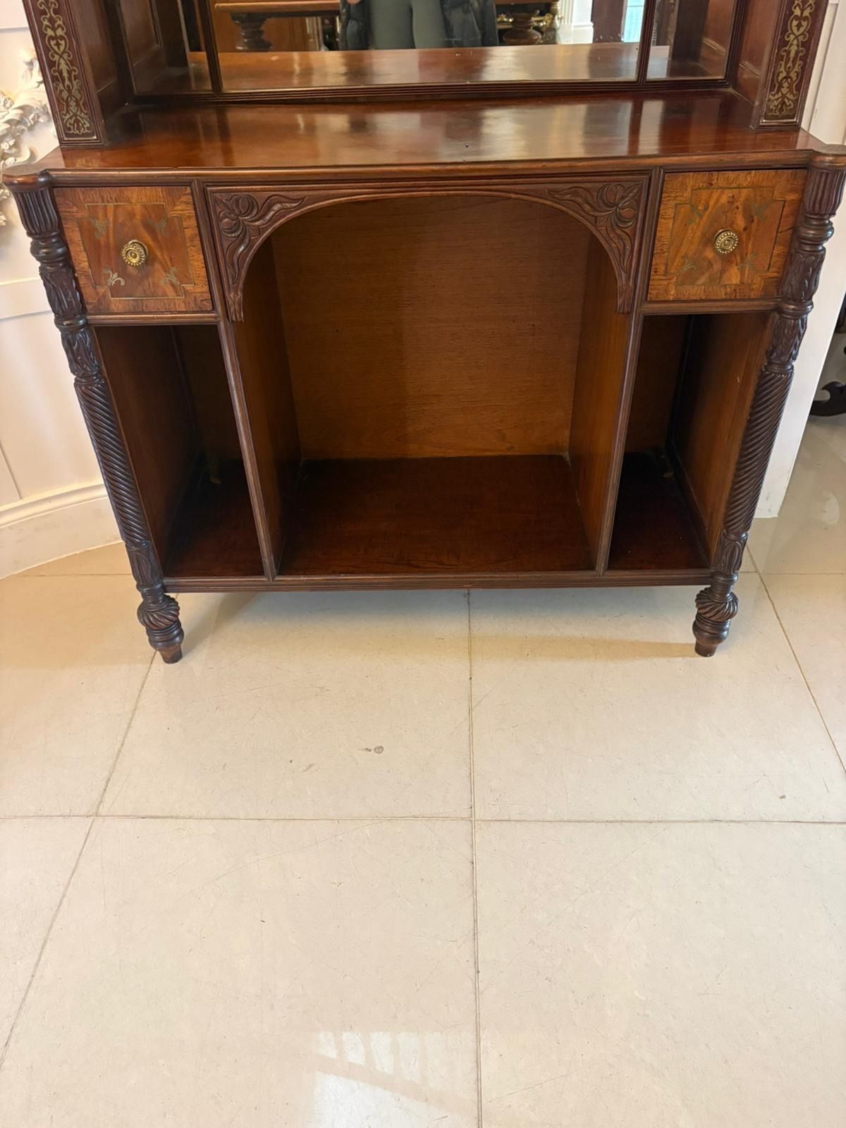 photo buy Antique 19th Century Rosewood Brass Inlaid Open Bookcase