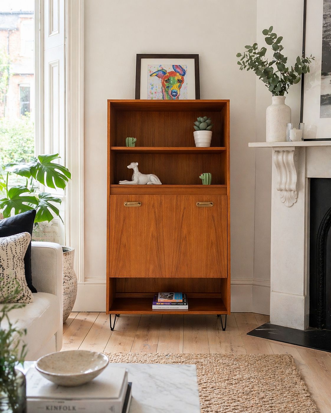 Vintage G Plan Bookcase Display Cabinet Teak Mid Century Hairpin Legs