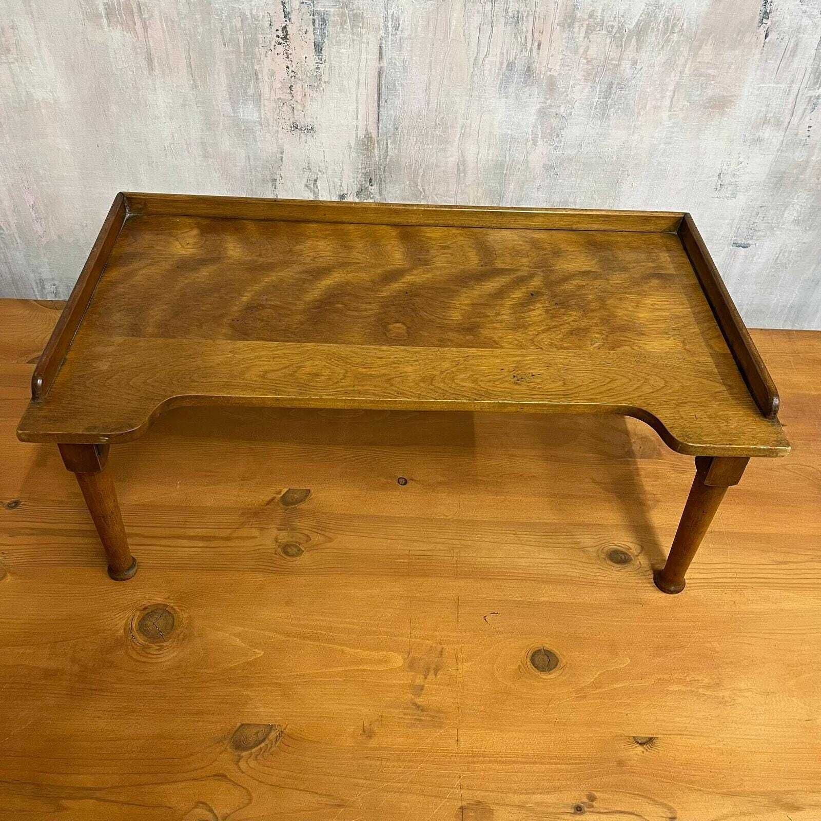 Antique Edwardian Beech Bed Tray Shaped Front Ball Feet photo for sale