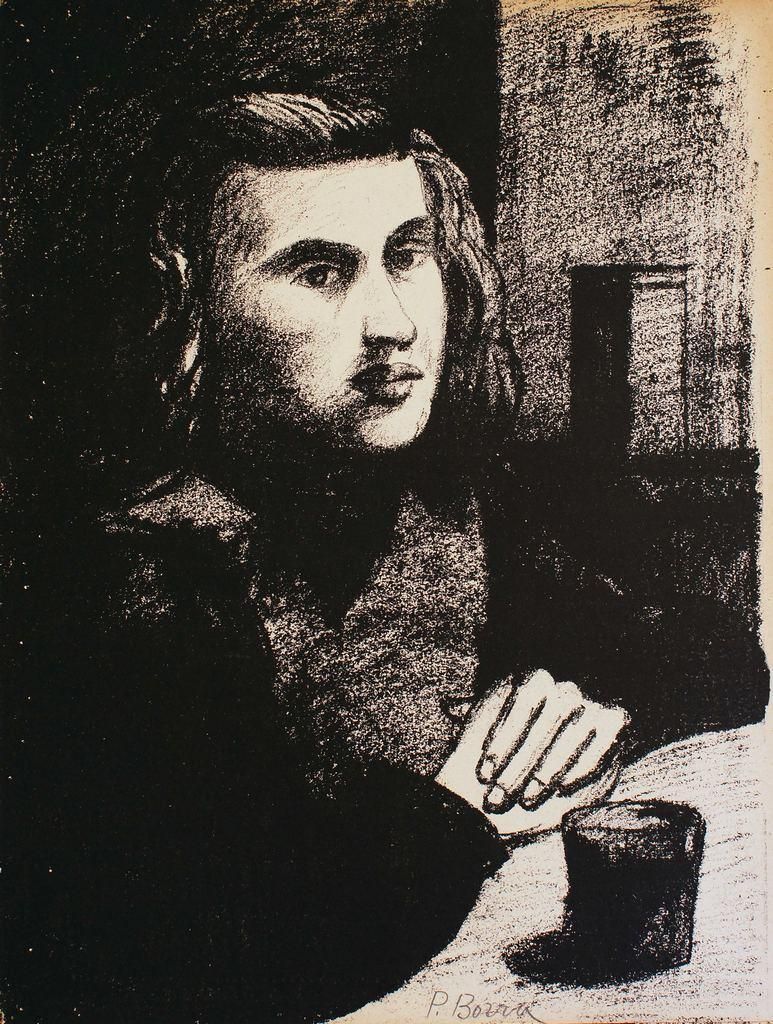 Pompeo Borra Portrait Of Man   Lithograph By Pompeo Borra   1950s 1950s