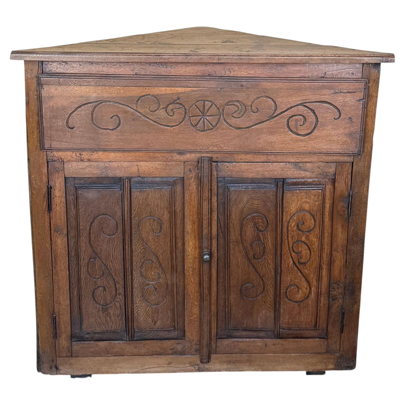 Antique Spanish Corner Cabinet Cupboard Storage With Drawer And Door