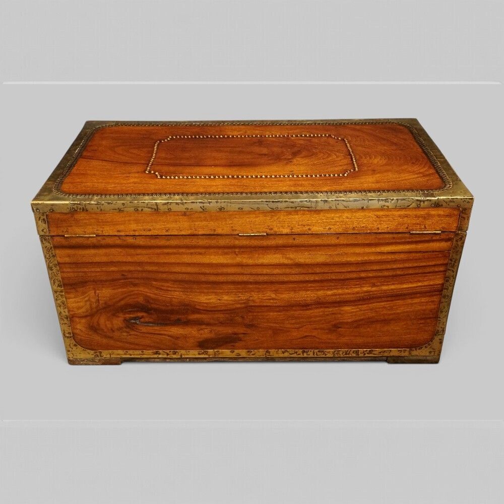 Regency Brass Bound Camphor Wood Trunk photo vintage
