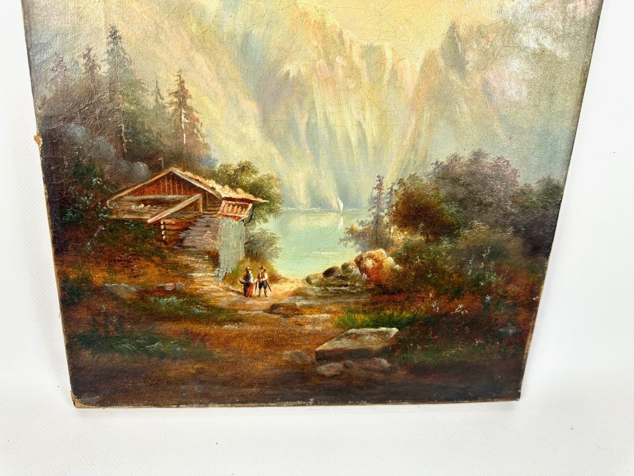 German School Artist, Mountain Landscape, Oil On Canvas, 19th Century photo buy