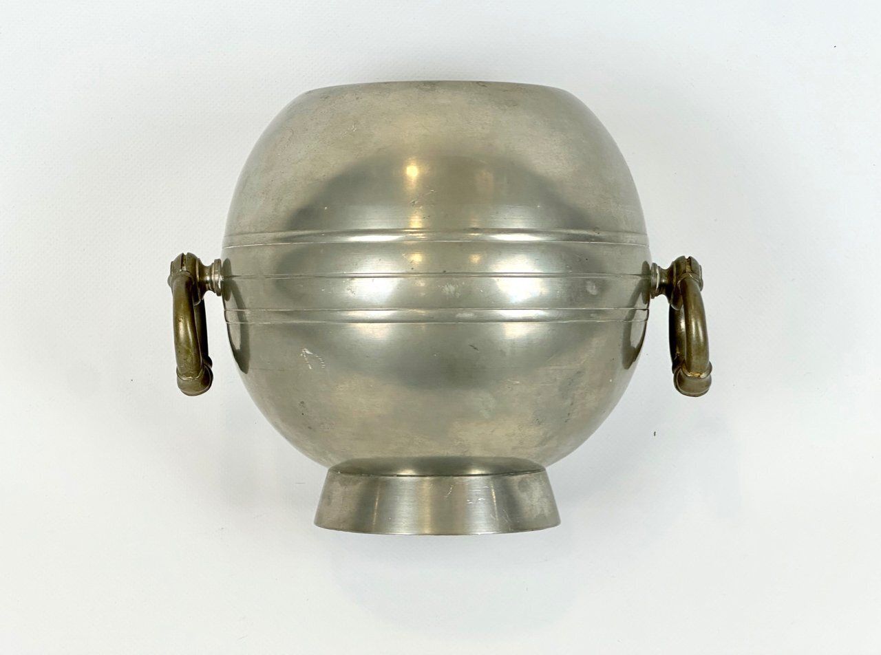 Swedish Art Deco Pewter Globe Vase With Handles From Gab, 1935 photo buy