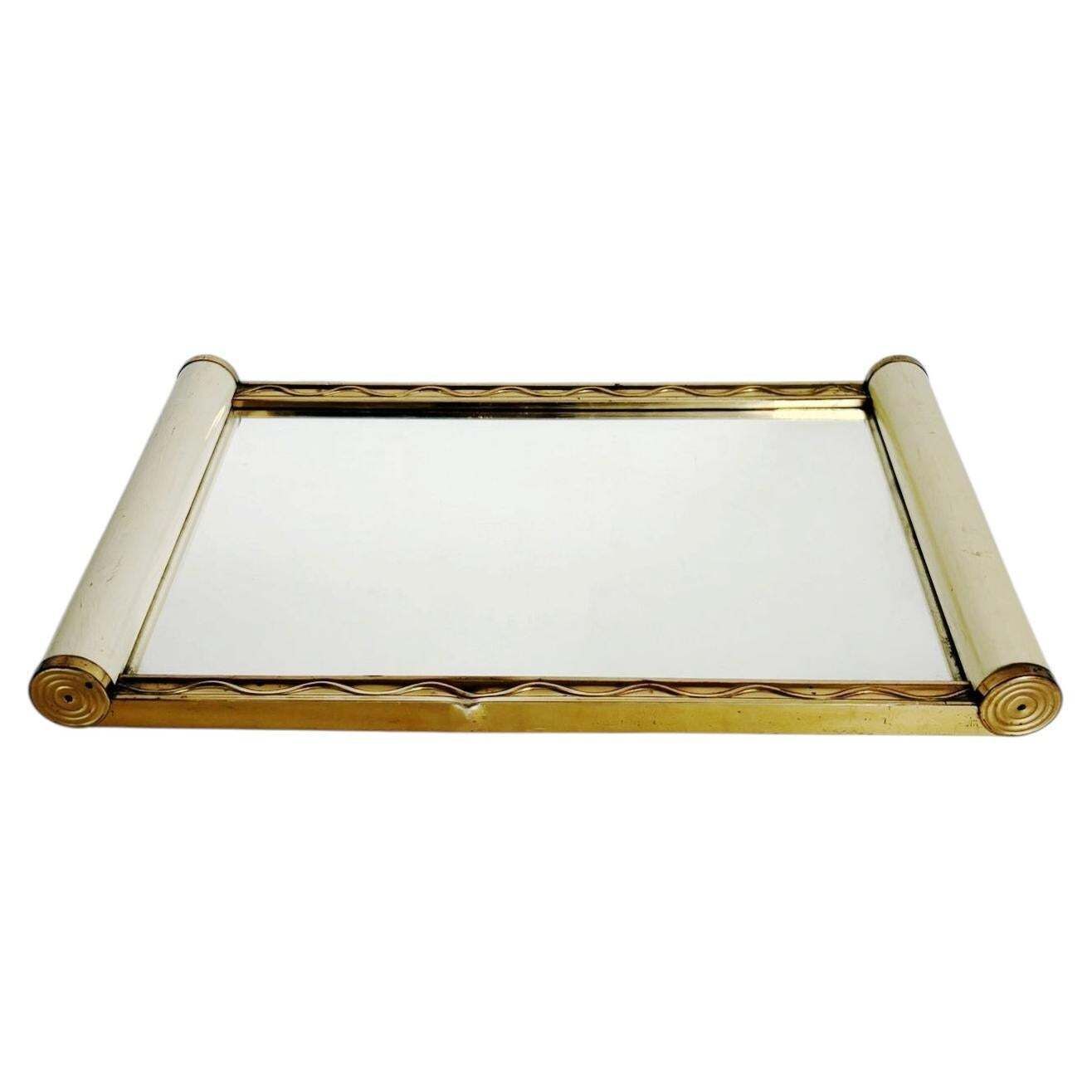 Art Deco Wooden And Mirrored Tray, France, 1940 photo vinterior