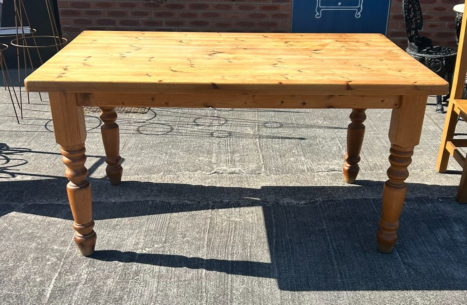 Vintage Waxed Pine French Style Farmhouse Dining Table 150cm X 91cm