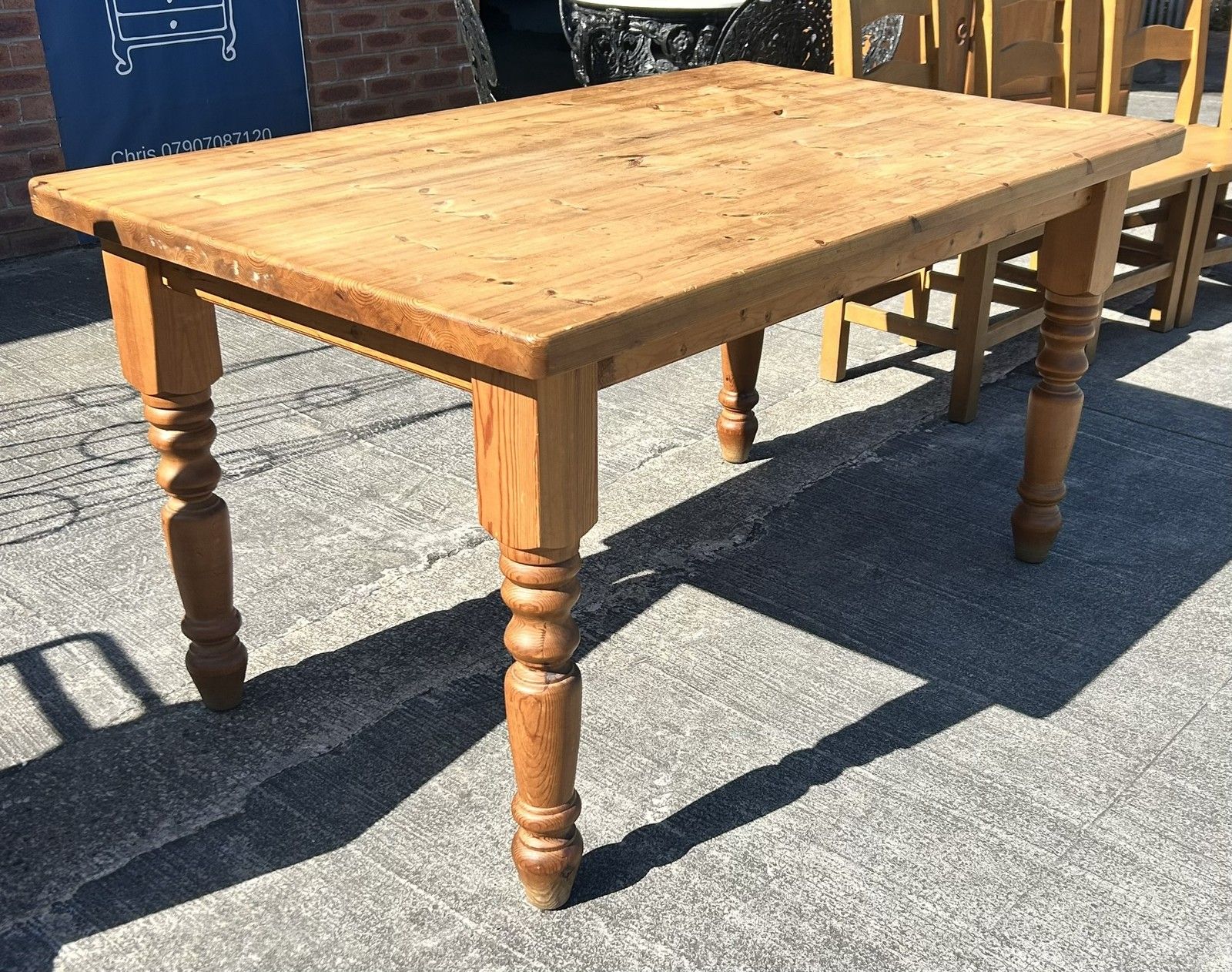 Vintage Waxed Pine French Style Farmhouse Dining Table 150cm X 91cm photo for sale