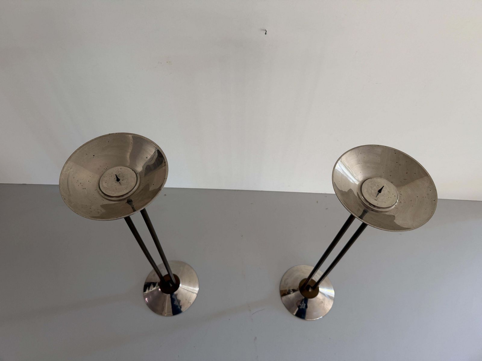 Metal And Brass Pair Of Floor Candleholders, 1960s, Germany photo 771.0