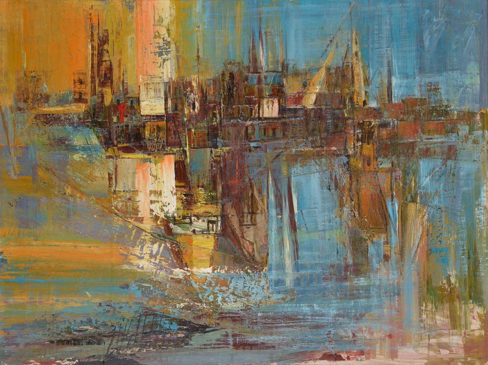 Reinis Zusters Port Of Sidney. 60'ies. By Reinis Zusters. Oil On Canvas. 75x100 Cm. Signed 2012