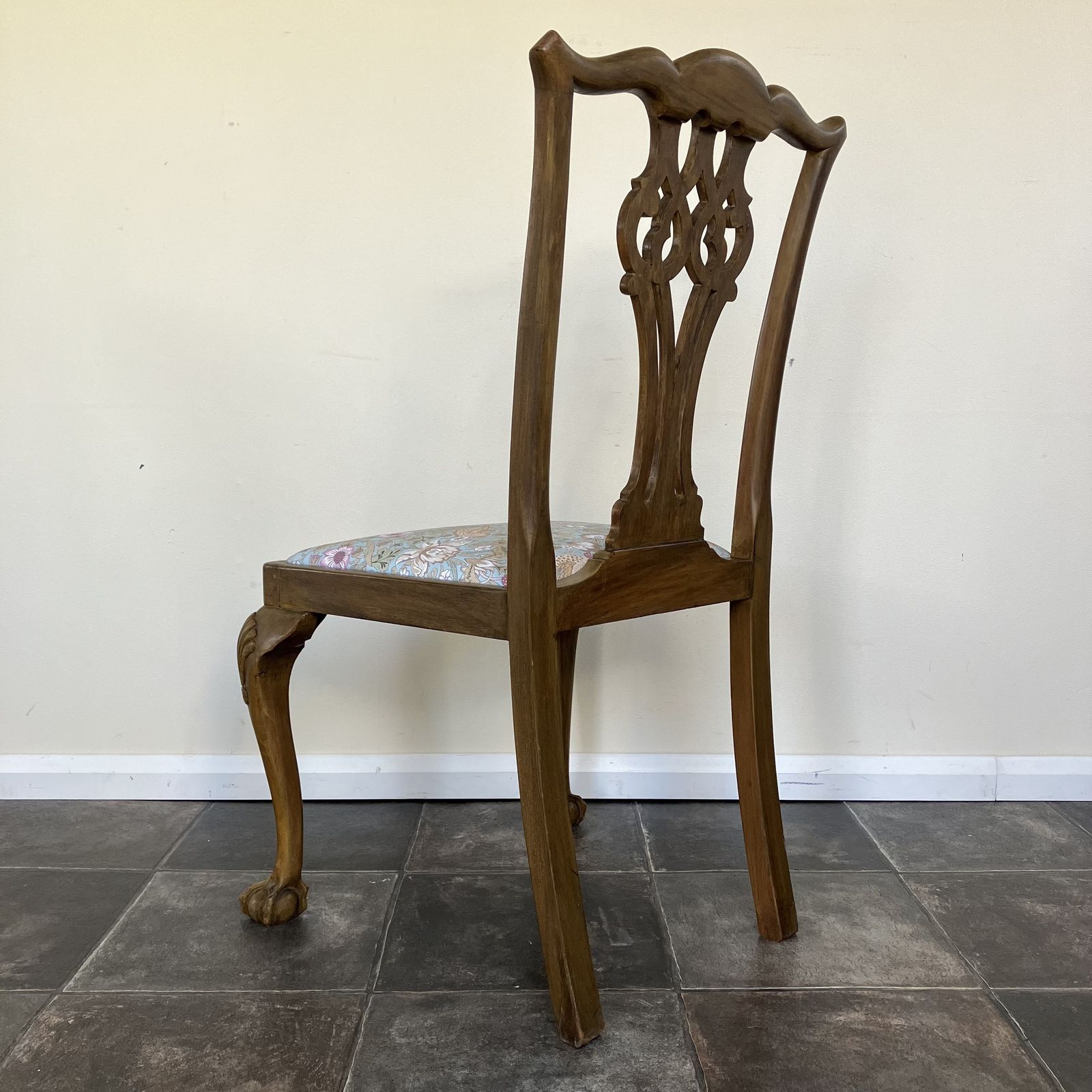 photo buy Set Of Four Chippendale Style Dining Chairs By James Phillips & Sons Bristol; Ball And Claw Feet, Duck Egg Songbird Upholstered Seats