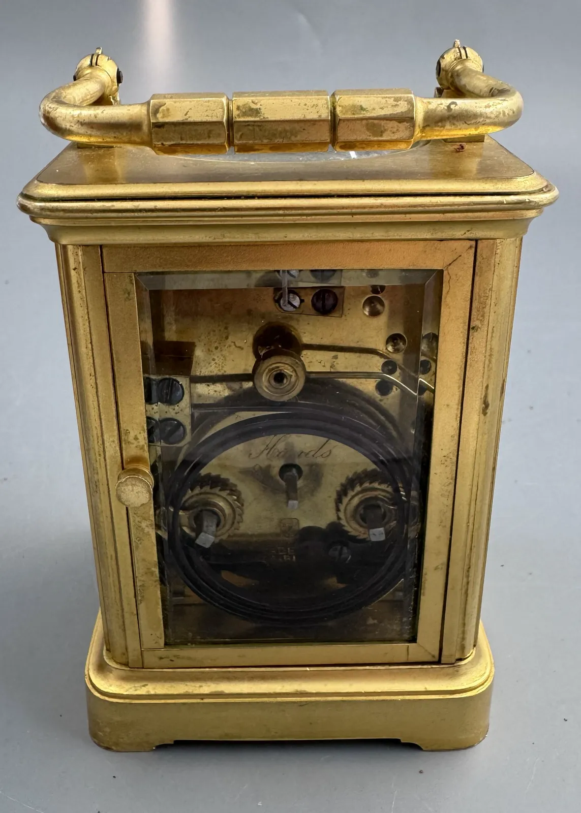 French Brass Cased Carriage Clock By Henri Jacot, Paris, Striking photo vintage