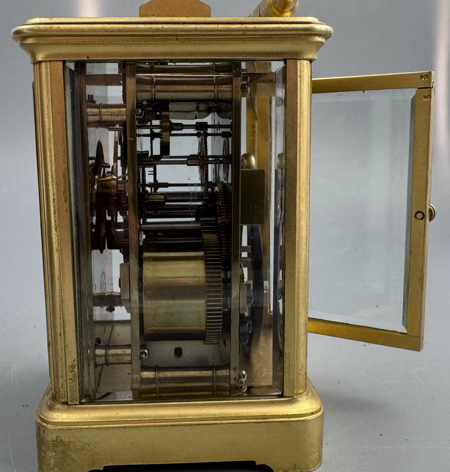 900.0 French Brass Cased Carriage Clock By Henri Jacot, Paris, Striking photo