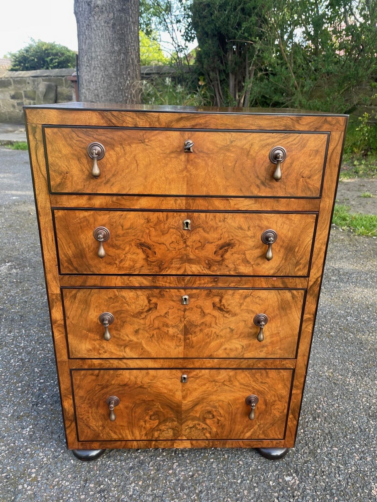 Fine Quality Small Burr Walnut Chest Draws photo vintage