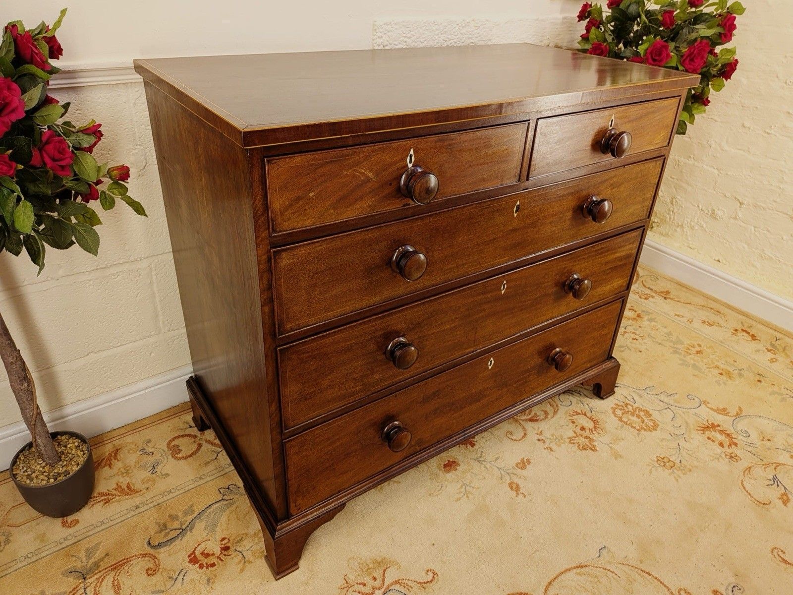 Georgian Inlaid Mahogany 2 Over 3 Chest Of Drawers photo furniture