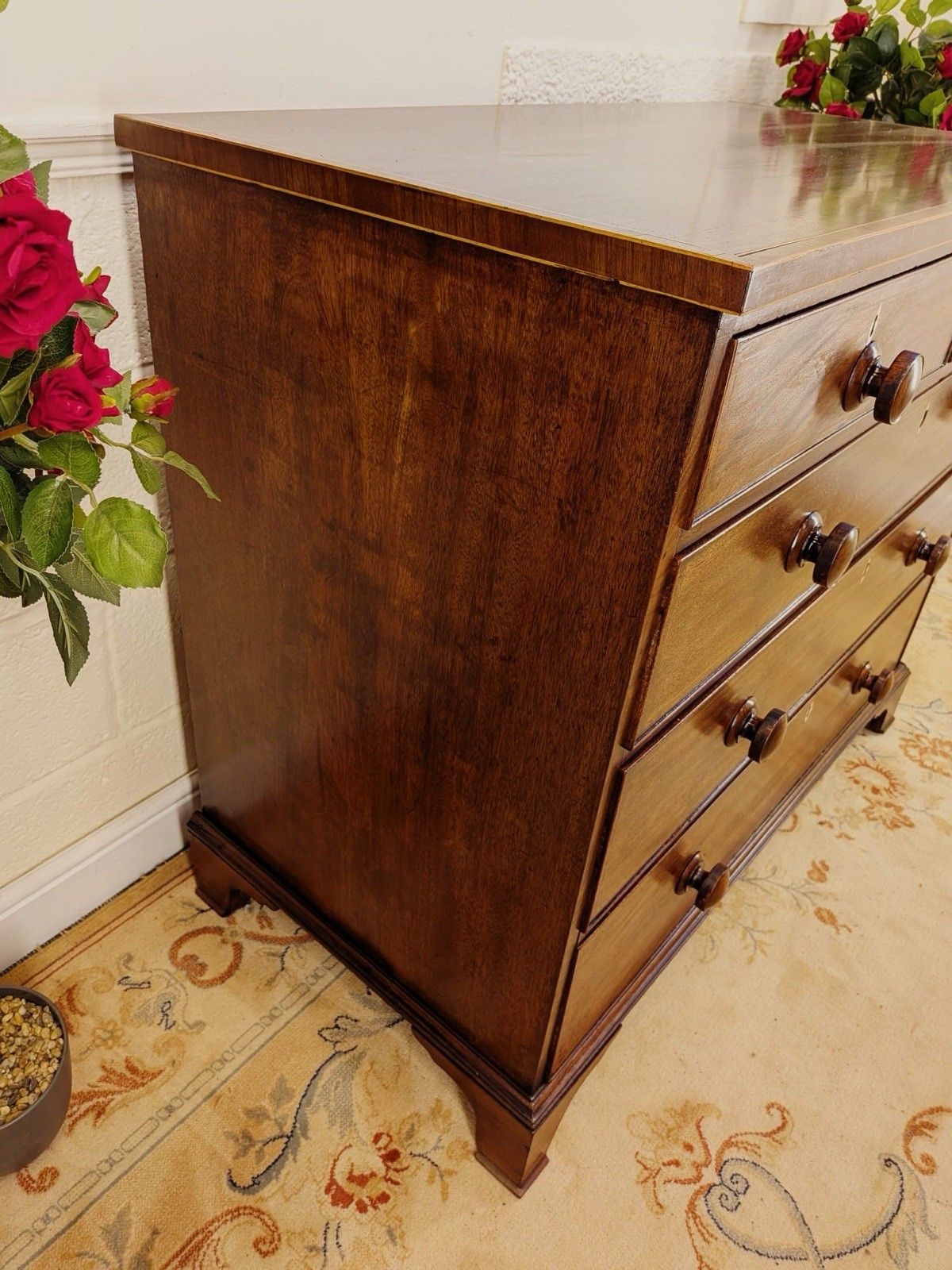 Georgian Inlaid Mahogany 2 Over 3 Chest Of Drawers photo for sale