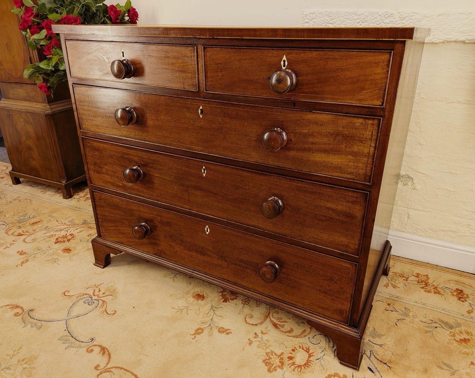 Georgian Inlaid Mahogany 2 Over 3 Chest Of Drawers photo Furniture